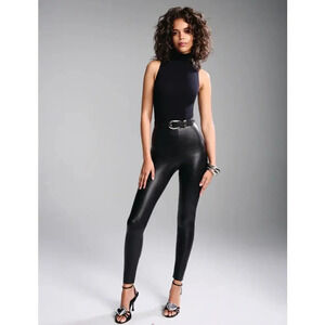 COMMANDO Faux Leather Leggings Black Vegan Control Size Large
